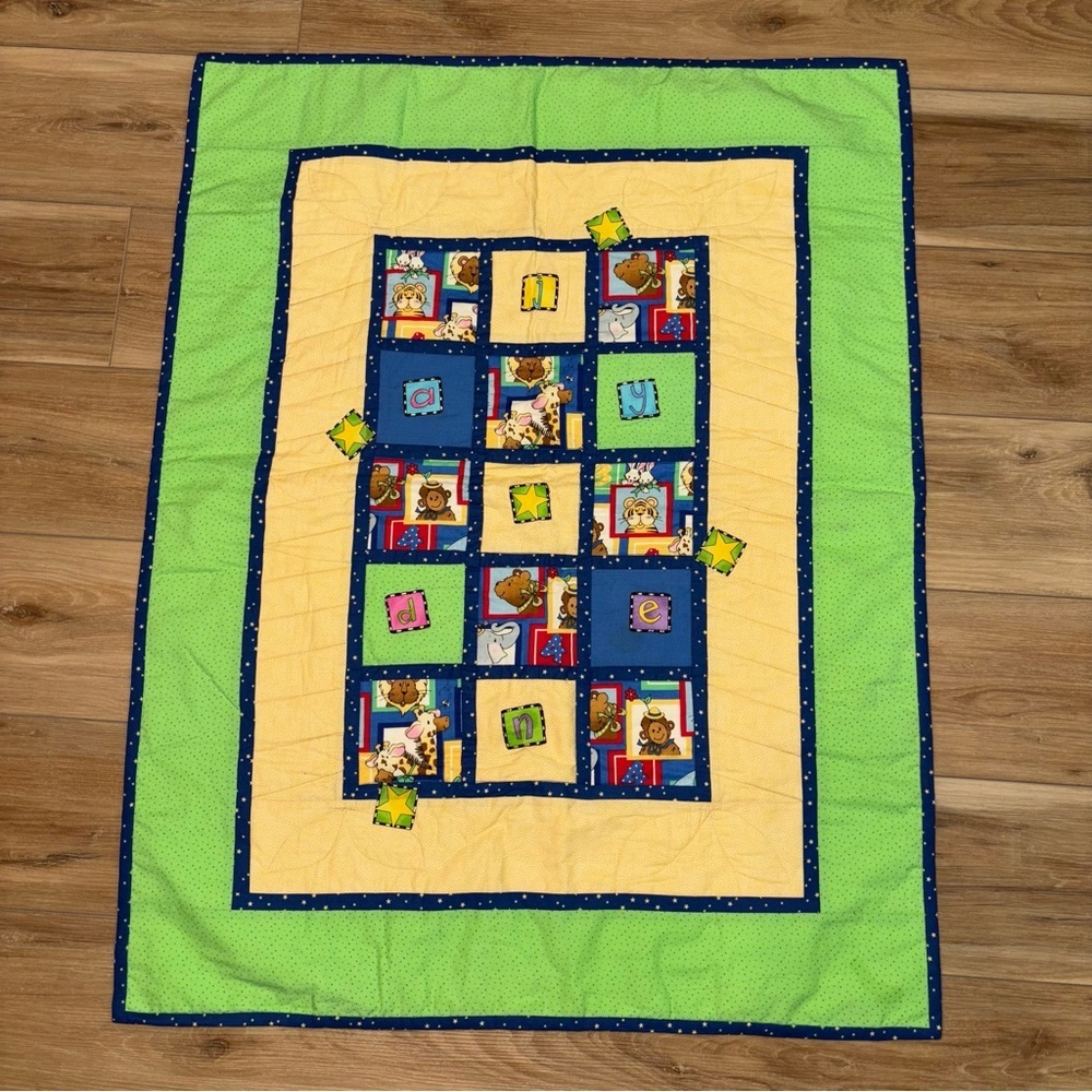 JAYDEN Childrens Name Quilt Vintage Handmade Patchwork Baby Play Mat